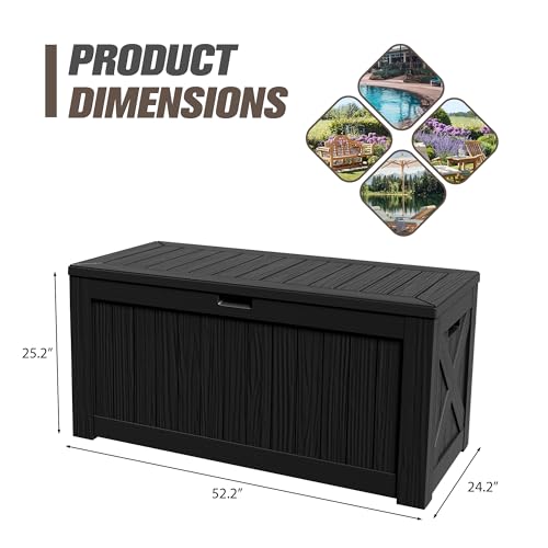 31 Gallon Resin Deck Box Waterproof Indoor Outdoor Storage for Patio Cushions and Garden Tools L90121