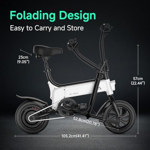 Folding Electric Bike 450W Peak Motor 16MPH 12" Pneumatic Tires J6416