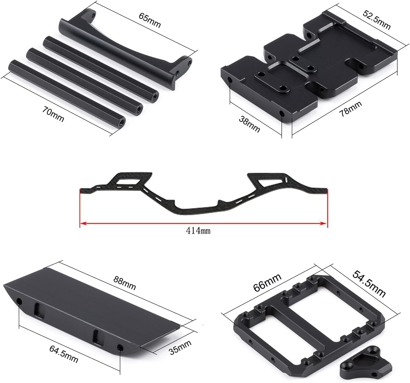 1/10 RC Carbon Fiber LCG Chassis Frame Girder Kit for Crawler Trail Truck R190