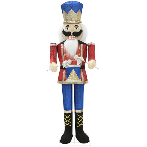5FT Outdoor Lighted Nutcracker Christmas Decoration with Drum L6088