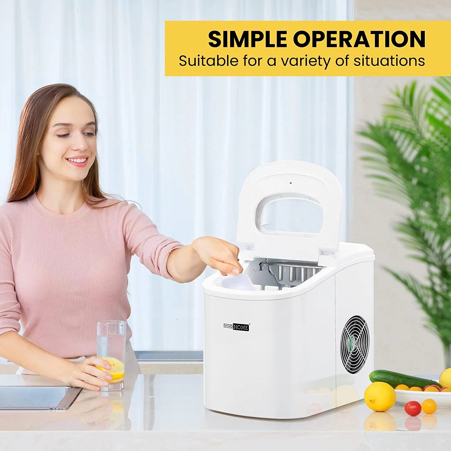 Countertop Ice Maker, Self-Cleaning Portable, 26Lbs/24H with Ice Scoop X83293