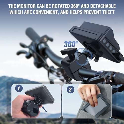 Handlebar Bike Mirror with 4.3" HD Monitor and 120° Wide Angle View Q58225
