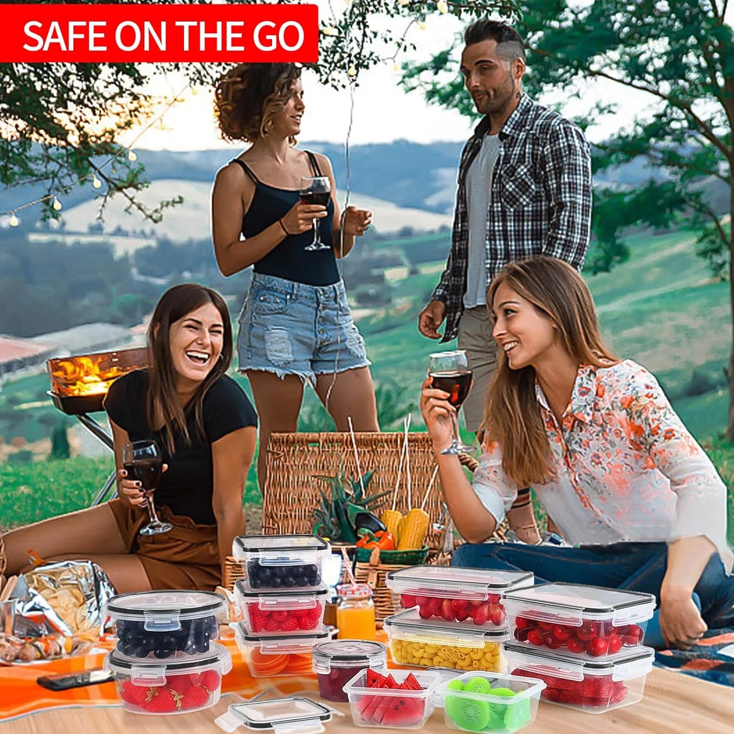 Food Storage Containers with Lids, 52 Piece Leak Proof Clear Plastic, BPA-Free, Stackable A1141