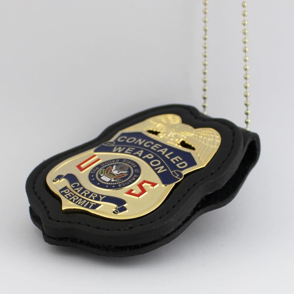 Concealed Weapon Carry Permit Badge & Leather Holder F483456