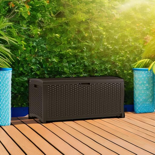 Outdoor Storage Box 73 Gallon Waterproof Deck Box with Lockable Lid W104830