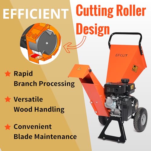 7HP Gas Powered Wood Chipper Shredder Mulcher, 3 Inch Max Capacity B98626