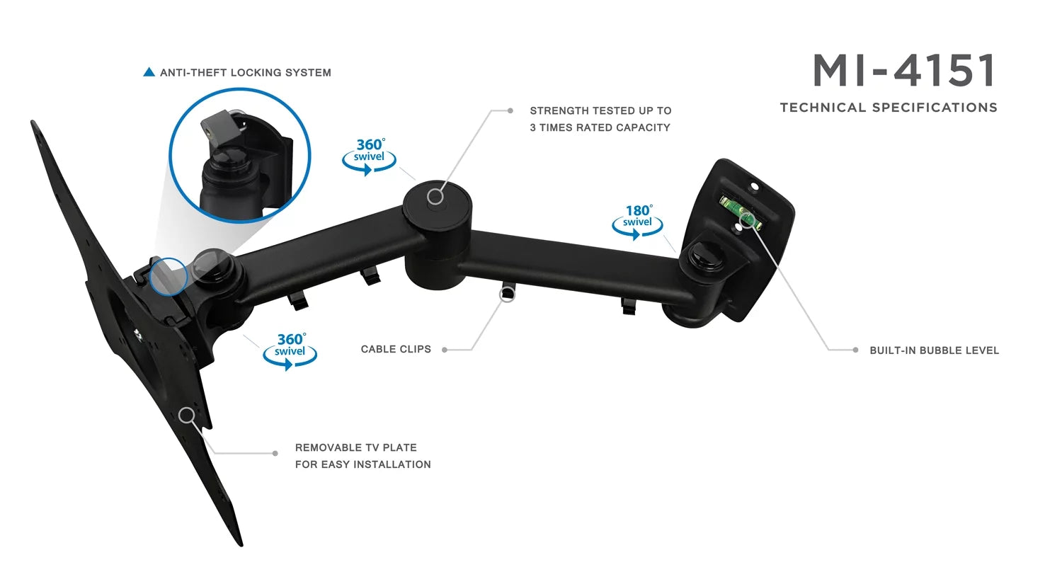 Full Motion TV Wall Mount Bracket for 13" to 42" TVs, 44 lbs Capacity F168089
