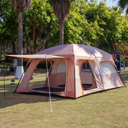 Extra Large Family Cabin Tent 2 Rooms 3 Doors 3 Windows Waterproof for Camping H460