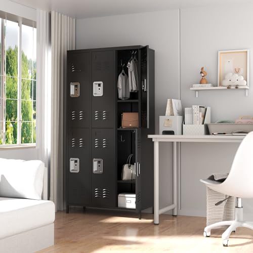 3-Door Steel Storage Locker with Shelves and Hooks I822961