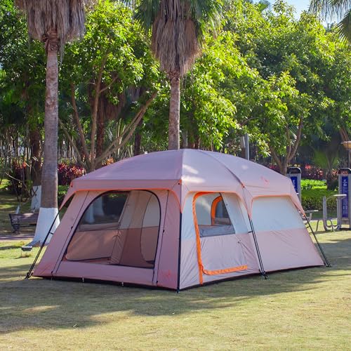 Extra Large Family Cabin Tent 2 Rooms 3 Doors 3 Windows Waterproof for Camping H460