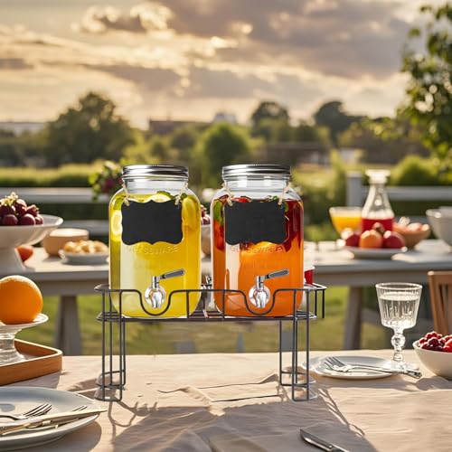 Glass Drink Dispenser with Stand, 2 Pack L526496