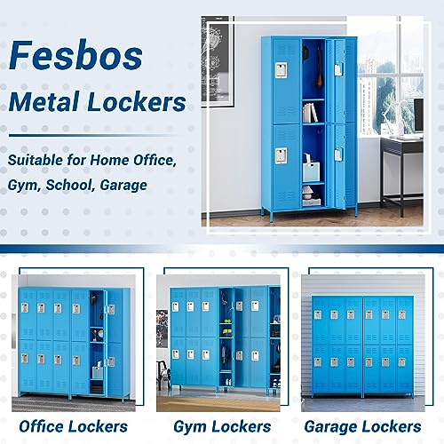 3-Door Blue Steel Storage Locker for Office, School, Gym C68898