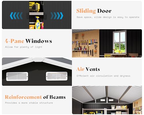 Outdoor Storage Shed with Sliding Doors and Windows O257