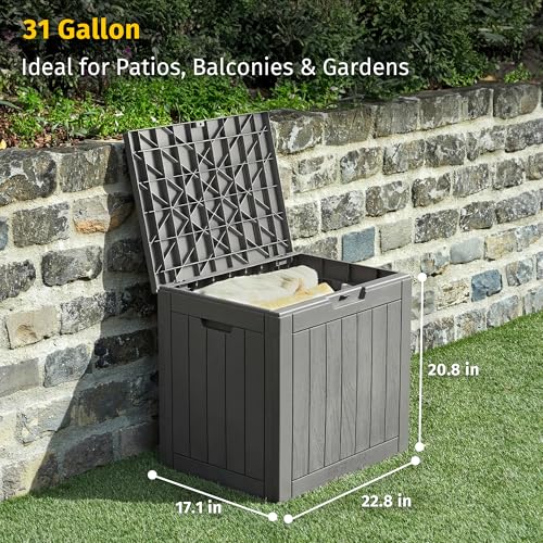 Outdoor Storage Box 31 Gallon Waterproof Resin Deck Box V3075