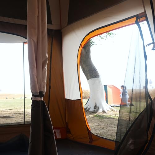 Extra Large Family Cabin Tent 2 Rooms 3 Doors 3 Windows Waterproof for Camping H460