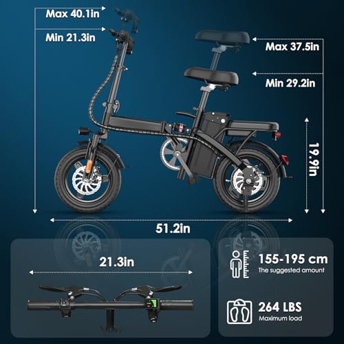 Folding Electric Bike for Adults, 500W Motor, 48V 10Ah Removable Battery O63860