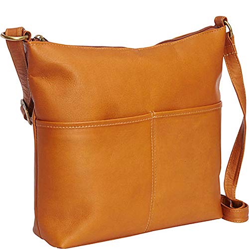 Full-Grain Leather Top-Zip Shoulder Bag with Adjustable Strap W21739