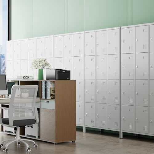 6 Door Metal Storage Locker with 18 Hooks, Black & Dark Grey K6611