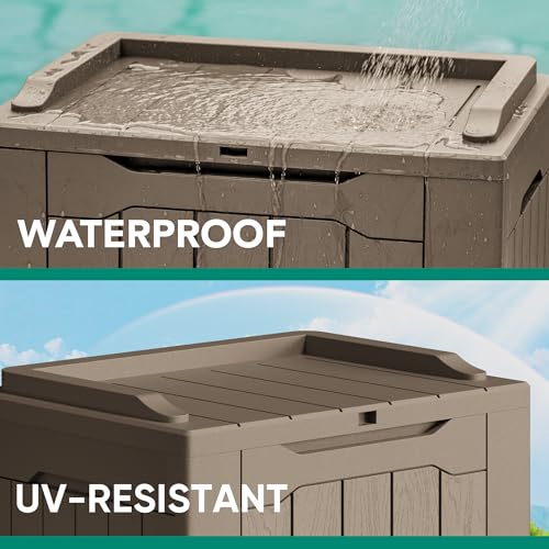 30 Gallon Waterproof Resin Deck Box for Outdoor Patio and Garden Storage Q30388