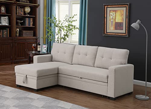 4-in-1 Convertible L Shaped Couch with Pull Out Bed and Storage Z983