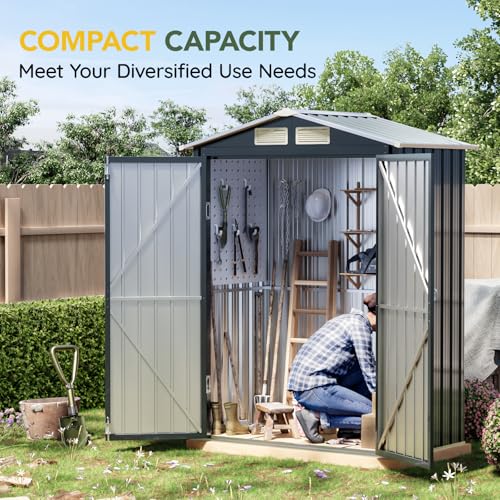 Outdoor Steel Storage Shed with Lockable Doors and Window L987864