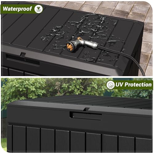 30 Gallon Waterproof Resin Deck Box for Outdoor Patio and Garden Storage Q30388