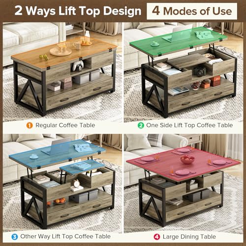 Lift Top Coffee Table with Storage Drawers L3789