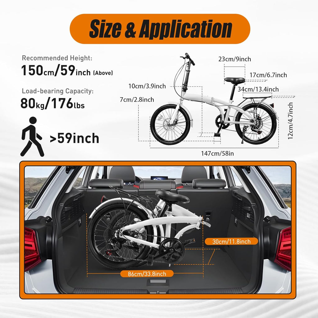 Folding Bike 20 Inch 7-Speed Dual Disc Brakes W89437