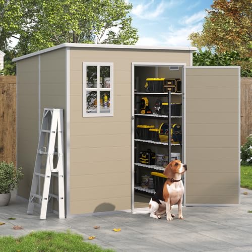 Outdoor Storage Shed 6x6 FT Resin with Floor and Lockable Door Z166