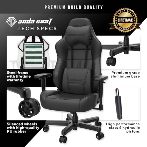 Ergonomic White Leather Gaming Chair with Lumbar and Neck Support N1627
