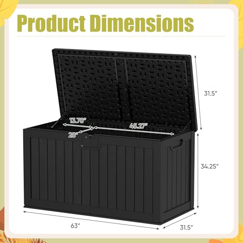 30 Gallon Waterproof Resin Deck Box for Outdoor Patio and Garden Storage Q30388