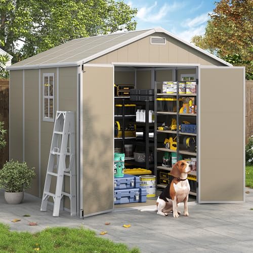 Outdoor Storage Shed 6x6 FT Resin with Floor and Lockable Door Z166