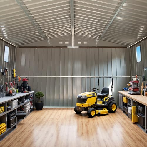 Outdoor Storage Shed with Windows and Lockable Doors Y7222