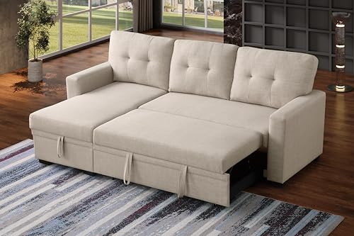 4-in-1 Convertible L Shaped Couch with Pull Out Bed and Storage Z983