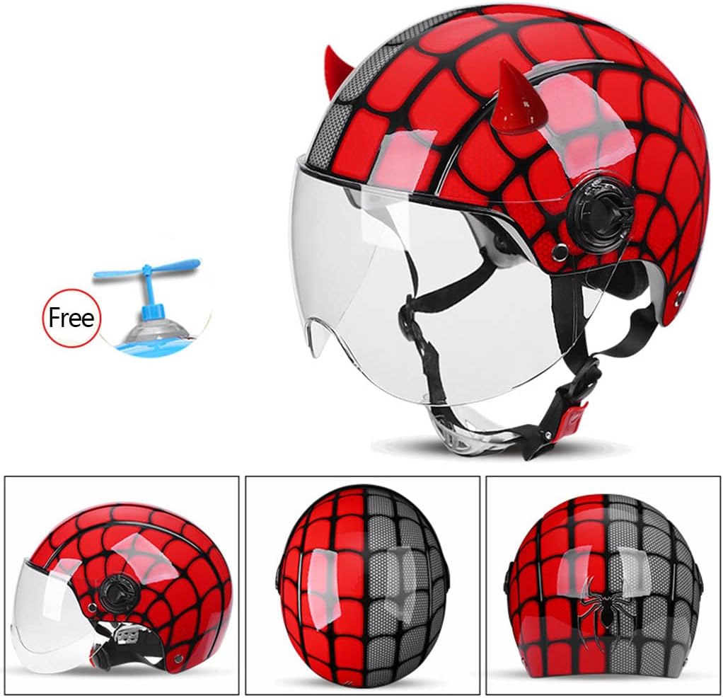 Kids Motorcycle Half Helmet with Visor, Lightweight Retro Scooter Helmet N53860