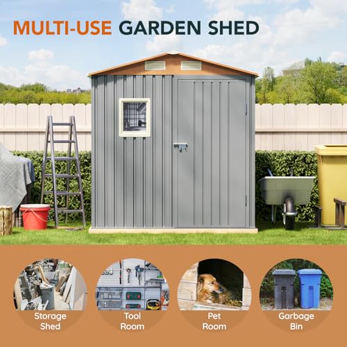 Outdoor Storage Shed with Lockable Door, Compact Metal Tool Shed for Garden O328