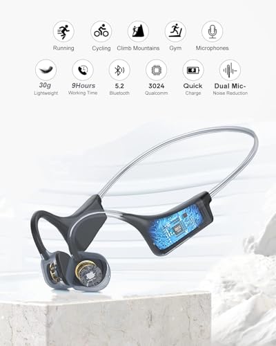 Bone Conduction Wireless Sport Headphones with Noise-Canceling Mics E40369