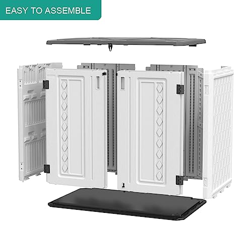 Horizontal Outdoor Storage Shed, 47 Cu.ft Resin Waterproof Cabinet for Garden Patio Backyards F5157