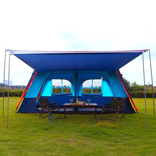 Extra Large Family Cabin Tent for Camping, 2 Rooms, 3 Doors, Waterproof E6603
