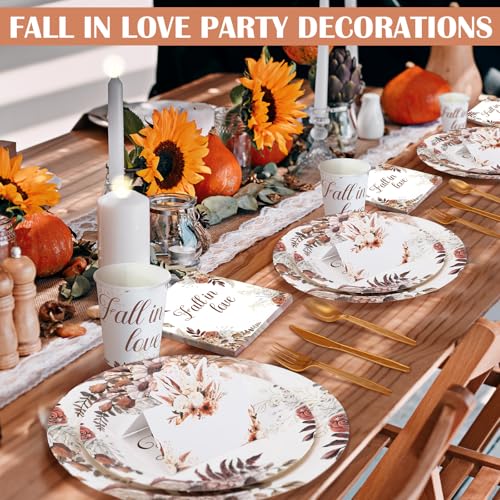410 Pcs Terracotta Floral Paper Plates and Napkins Set for 50 Guests S1131