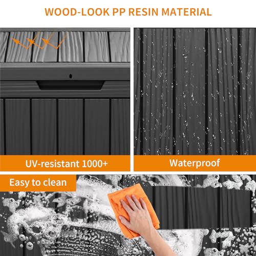 100 Gallon Resin Deck Box, Lockable Patio Outdoor Storage, Waterproof - Black F75230