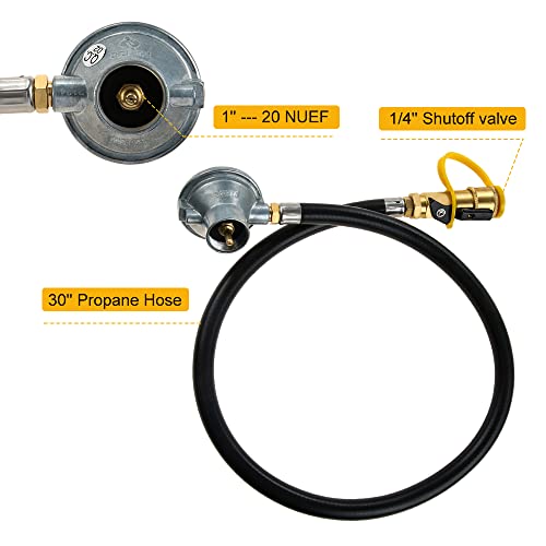 1LB Propane Tank Regulator Valve with Quick Connect Shut Off and 30Inch Hose B29733