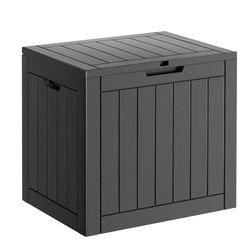 100 Gallon Resin Deck Box, Lockable Patio Outdoor Storage, Waterproof - Black F75230