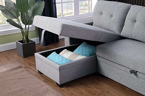 4-in-1 Convertible L Shaped Couch with Pull Out Bed and Storage Z983
