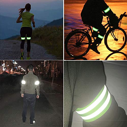 Reflective Bands for Wrist Arm Ankle Leg Adjustable Elastic for Night Walking Cycling Running Z71885