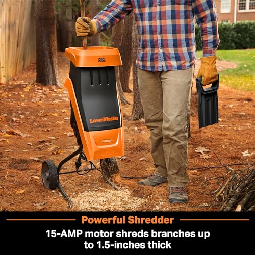 Electric Wood Chipper Shredder 15-Amp 1.5-Inch Cutting Diameter T76827
