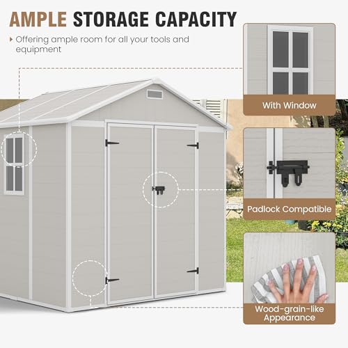 Outdoor Storage Shed 6x6 FT Resin with Floor and Lockable Door Z166