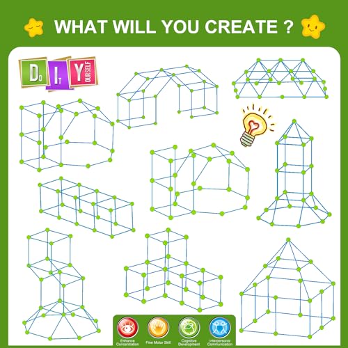 Fort Building Kit for Kids, STEM Construction Toys, 140 Pieces V503086