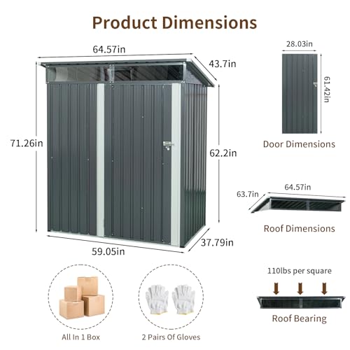 Resin Outdoor Storage Shed with Floor and Window, Lockable Small Tool Shed for Garden Patio Backyard, Light Gray V985