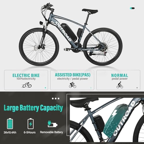 Electric Bike for Adults with Removable Battery, 26" Tires N200